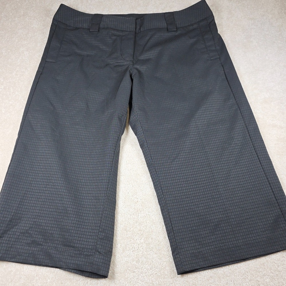 Adidas‎ Climalite Shorts Womens 12 Black Check Comfort Golf Performance Chino